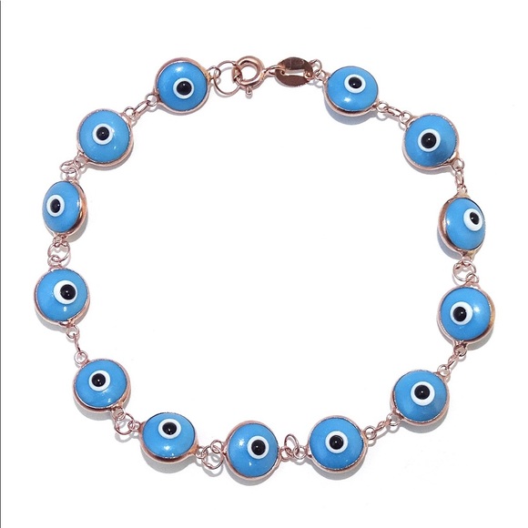 Savvy Cie Jewelry - Savvy Cie Jewel Vermeil Evil Eye Charm Bracelet
